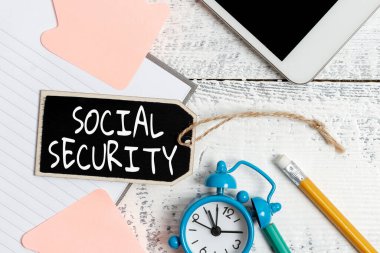 Sosyal Güvenlik 'i gösteren bir ilham. Harf Fikri Düzenleme, Metin Belgeleri Listeleme, El Yazması Yazı Hazırlama