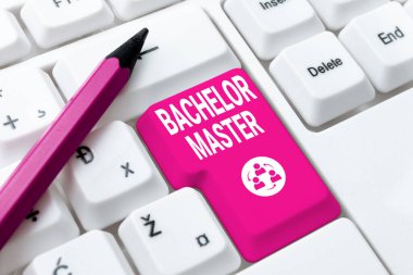Sign displaying Bachelor Master. Internet Concept An advanced degree completed after bachelor s is degree Offering Speed Typing Lessons And Tips, Improving Keyboard Accuracy clipart