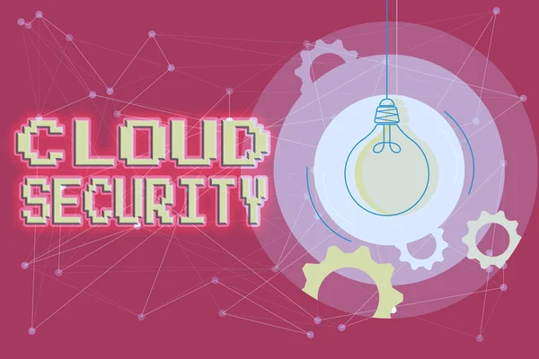 Skrivtecken för Cloud Security. Affärsöversikt skydd av data som lagras online från stöld och radering Kritiskt och logiskt tänkande koncept, Abstrakta ljusa idéer och mönster — Stockfoto