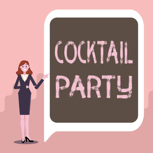 Teken met Cocktail Party. Woord Geschreven op formeel feest met alcoholische dranken meestal in de vroege avond Weergave Belangrijke informatie, Presentatie van nieuwe ideeën — Stockfoto