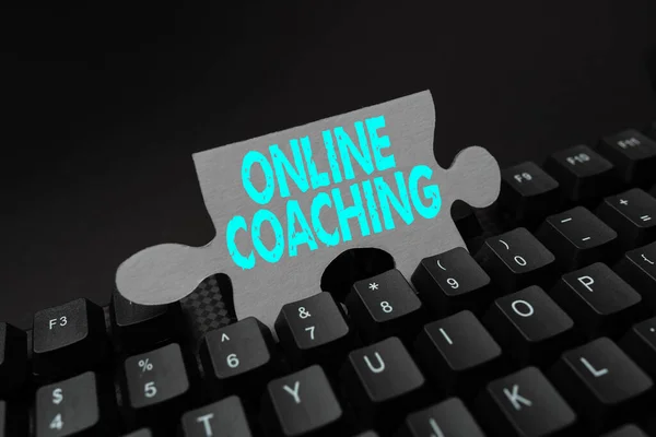 Writing displaying text Online Coaching. Word Written on Learning from online and internet with the help of a coach Abstract Typing Product Documentations, Creating Brand New Book — Stock Photo, Image