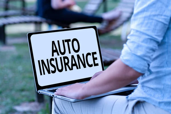 Sign displaying Auto Insurance. Word for Protection against financial loss in case of accident Online Jobs And Working Remotely Connecting People Together
