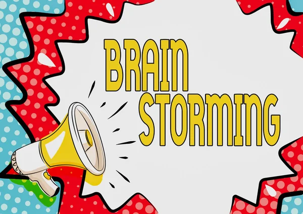 Konceptvisning Brain Storming. Internet Concept Stimulera kreativt tänkande Utveckla nya idéer Diskussion Färgglad Design Visa viktigt meddelande, Abstrakt tillkännage nyheter — Stockfoto
