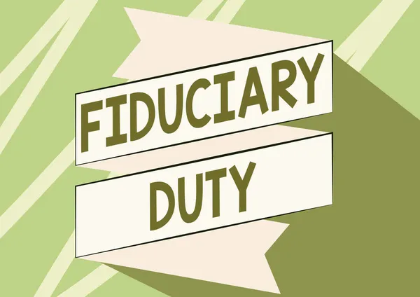 Text caption presenting Fiduciary Duty. Business overview A legal obligation to act in the best interest of other Folded Paper Sash Drawing In Zigzag Pattern.