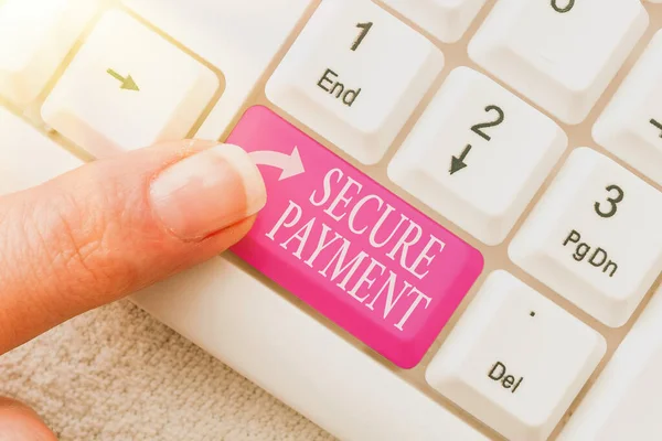 Conceptual caption Secure Payment. Word for Security of Payment refers to ensure of paid even in dispute Typing Difficult Program Codes, Writing New Educational Book