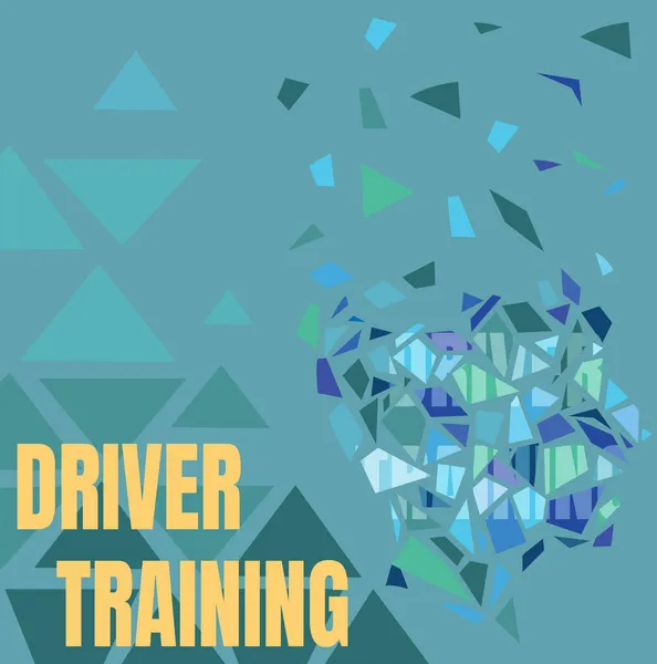 Konceptvisning Förarutbildning. Affärsstrategi kurs som lär hur man kör ett fordon Färgglada bakgrundsbild, Shatter Effect Design, Geometriska mönster — Stockfoto