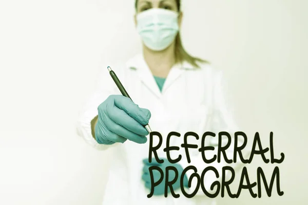 Conceptual display Referral Program. Concept meaning employees are rewarded for introducing suitable recruits Demonstrating Medical Ideas Presenting New Scientific Discovery — Stock Photo, Image