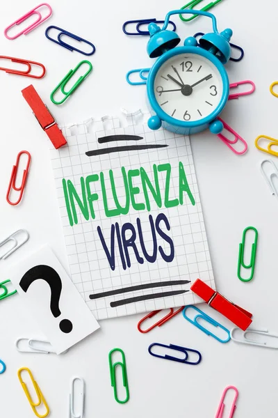Szöveg megjelenítése Influenza vírus. Üzleti koncepció egy influenzavírus által okozott fertőző betegség Kreatív otthon Újrahasznosítási ötletek és tervek Időgazdálkodás — Stock Fotó
