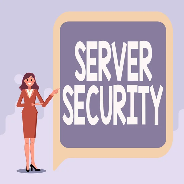 Konceptuell display Server Security. Begreppet betyder webbserver som garanterar säkra online-transaktioner Visar viktig information, Presentation av nya idéer — Stockfoto