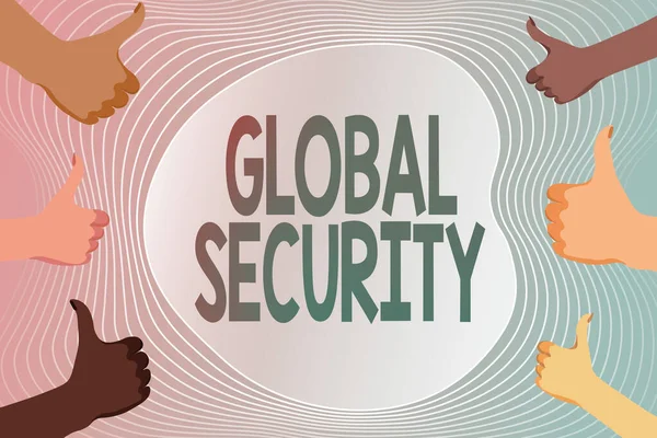 Text bildtext som presenterar Global Security. Business showcase skydd av världen mot krig och andra hot Skapa och skicka e-post Meddelande online, Databehandling Jobb — Stockfoto