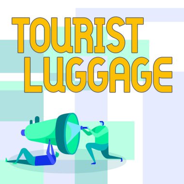 El yazısı. Turist Bavulu. Kavram, seyahat eden işçiler için gerekli her şeyi içeren büyük bir çanta demek. El feneriyle diğerine yardım etmek. Megafonu tamir etmek için..