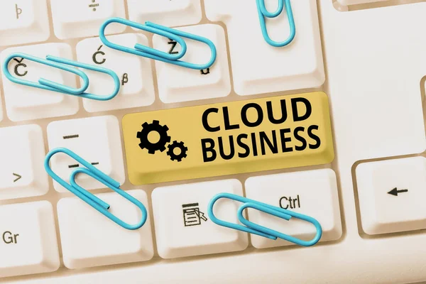 Sign displaying Cloud Business. Word Written on computing that relies on shared computing resources Typist Creating Company Documents, Abstract Speed Typing Ideas — Stock Photo, Image