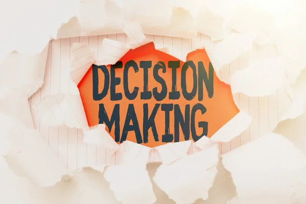 Εννοιολογική απεικόνιση λήψης αποφάσεων. Business showcase Η πράξη της απόφασης μεταξύ δύο ή περισσότερων δυνατοτήτων Breaking Writers Block, Παρουσιάζοντας Διαφορετικό Αποτέλεσμα, Εμφάνιση μιας νέας προσέγγισης — Φωτογραφία Αρχείου