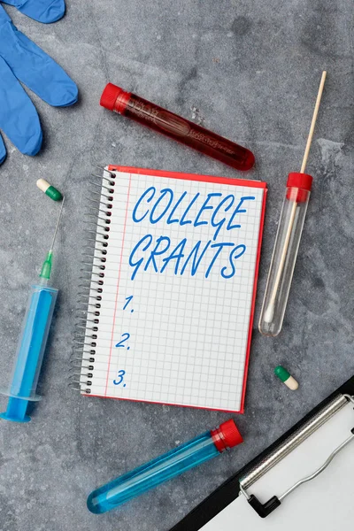 Text showing inspiration College Grants. Business overview monetary gifts to showing who are pursuing higher education Writing Prescription Medicine Laboratory Testing And Analyzing Ifections