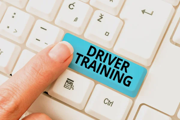 Sign displaying Driver Training. Business overview prepares a new driver to obtain a driver s is license Typing Certification Document Concept, Retyping Old Data Files