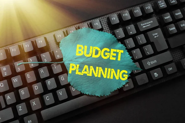 Writing displaying text Budget Planning. Internet Concept The written description about current and future expenses Abstract Typing New Business Slogan Message, Writing Market Strategies — Stock Photo, Image