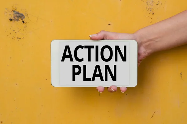 Sign displaying Action Plan. Word Written on proposed strategy or course of actions for certain time Voice And Video Calling Capabilities Connecting People Together