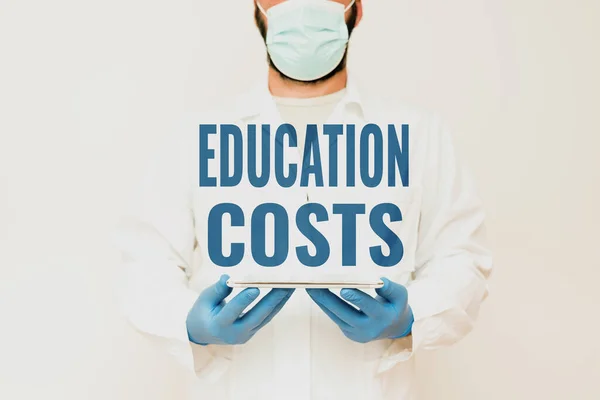 Hand writing sign Education Costs. Business overview amounts paid for tuition fees and other related expenses Demonstrating Medical Technology Presenting New Scientific Discovery — Stock Photo, Image