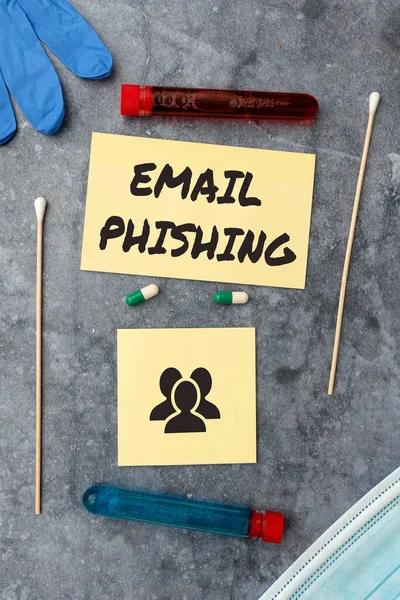 Affichage conceptuel Email Phishing. Internet Concept Emails qui peuvent lier vers des sites Web qui distribuent des logiciels malveillants Écriture Médecine sur ordonnance Tests de laboratoire et analyses Ifections — Photo