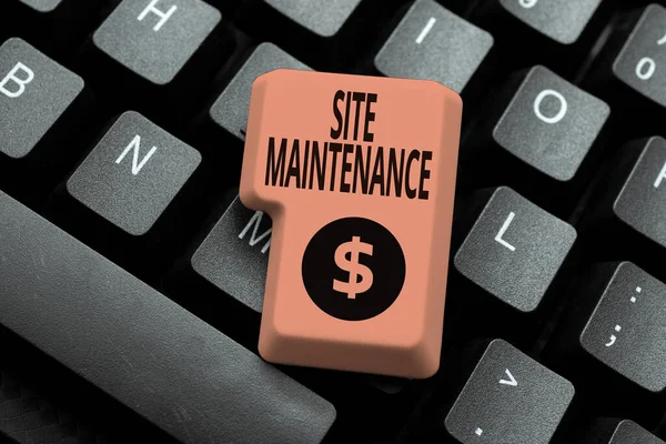 Inspiration showing sign Site Maintenance. Word for keeping the website secure updated running and bugfree Abstract Typing Statistical Records, Creating New Internet Website — Stock Photo, Image