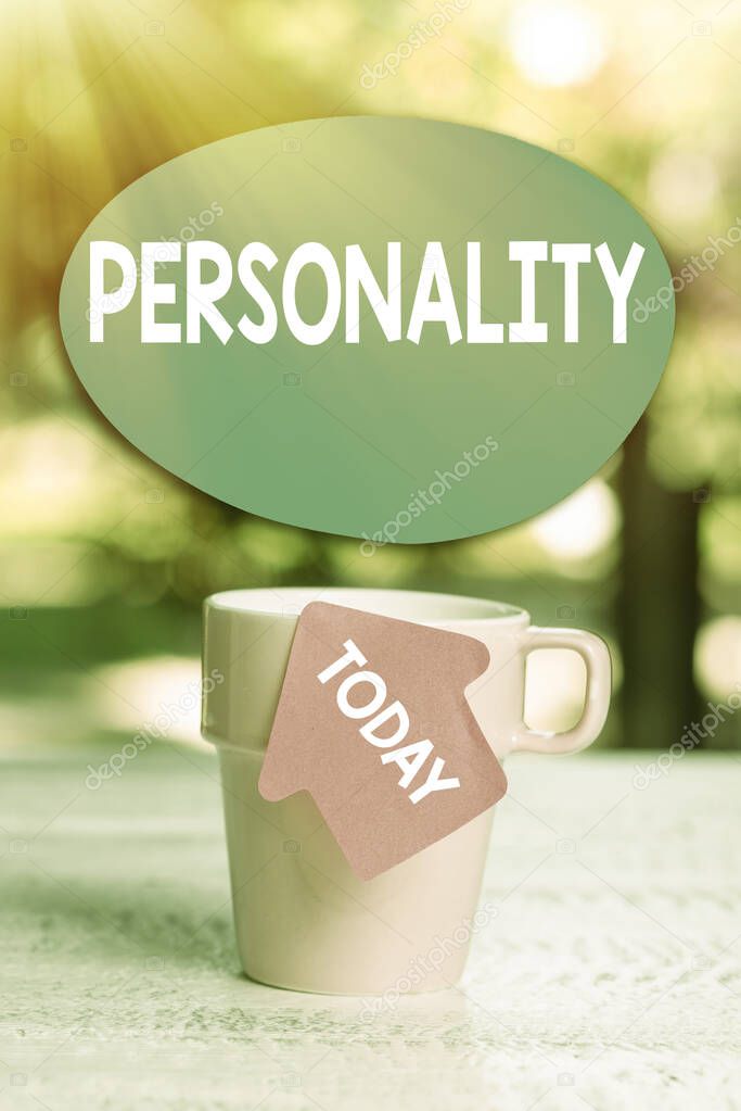 Conceptual caption Personality. Word Written on combination characteristics that form individuals character Calming And Refreshing Environment, Garden Coffee Shop Ideas