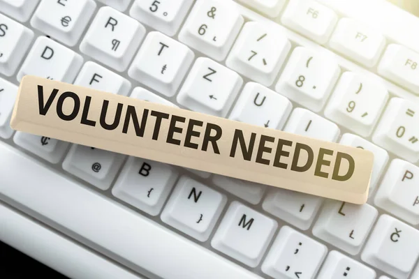 Text caption presenting Volunteer Needed. Business concept Looking for helper to do task without pay or compensation Abstract Replying To Online Message, Typing And Sending Internet Letters