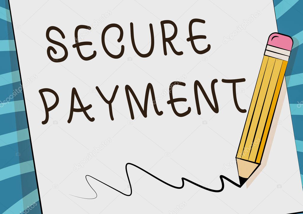 Text sign showing Secure Payment. Business showcase Security of Payment refers to ensure of paid even in dispute Pencil Drawing On Top Of Sheet Of Paper Scribble Drawing Line.