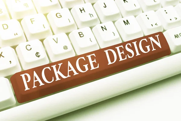 Text sign showing Package Design. Business concept Strategy in creating unique product wrapping or container Fixing Internet Problems Concept, Sending Error Report Online — Stock Photo, Image