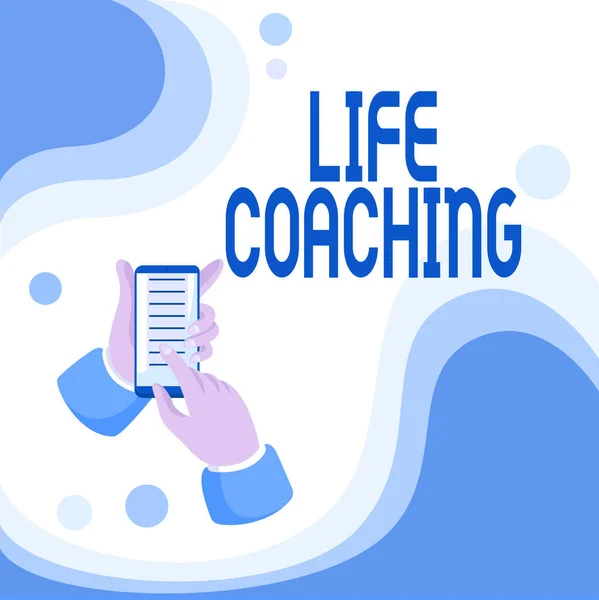 Handskrift tecken Life Coaching. Business overview person anställd för att hjälpa till att visa sina mål i karriären Sammanfattning Spridning meddelande Online, Global Connectivity Concepts — Stockfoto