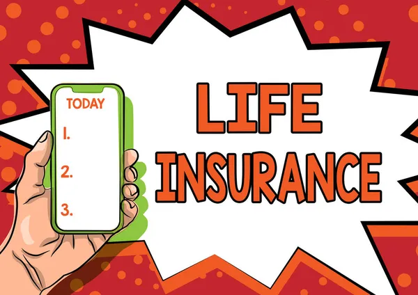 Text sign showing Life Insurance. Business concept Payment of death benefit or injury Burial or medical claim Displaying Important Informations, Presenting Smartphone Annoucements