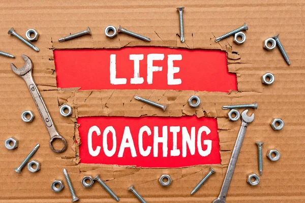 Texto que muestra inspiración Life Coaching. Foto persona conceptual empleada para ayudar a mostrar a alcanzar sus objetivos en la carrera Formación de nuevos pensamientos Descubrir ideas frescas Aceptar cambios —  Fotos de Stock