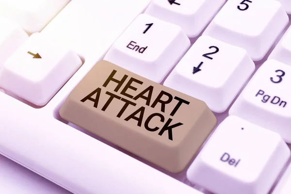 Inspiration, die Zeichen von Herzinfarkt zeigt. Internet-Konzept plötzliches Auftreten einer koronaren Thrombose mit Todesfolge Online-Dokumentationsideen, Hochladen wichtiger Dateien ins Internet — Stockfoto