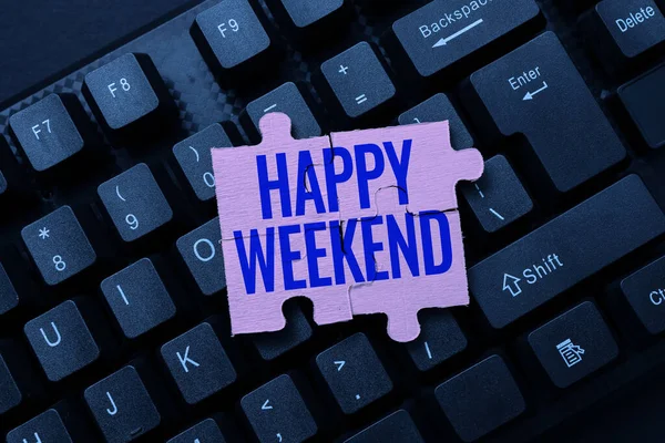 Legenda do texto apresentando Happy Weekend. Conceito que significa algo bom aconteceu ou eles se sentem satisfeitos com a vida Abstract Typing Lesson And Lecture Plans, Retyping Song Lyrics — Fotografia de Stock