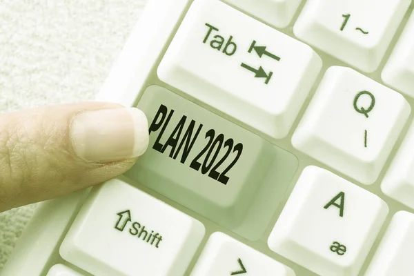 Presentación conceptual Plan 2022.Descripción general del negocio propuesta detallada para hacer o lograr algo el próximo año Resumen Escribir Mensaje de Presentación, Retyping Nueva Contraseña de Email —  Fotos de Stock