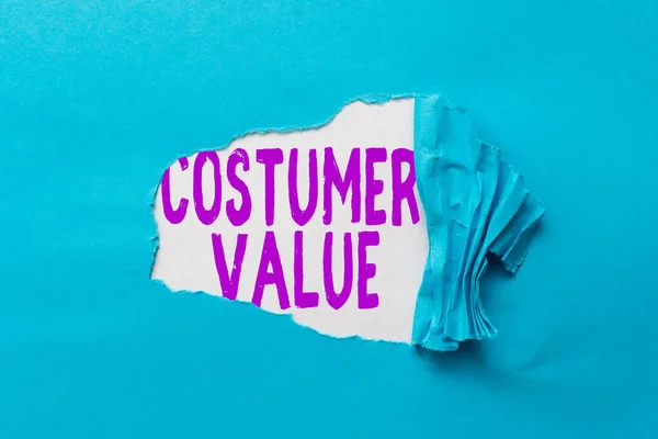 Концептуальный дисплей Costumer Value. Слово для суммы преимуществ, которые клиенты получают от покупки продуктов Абстрактное Открытие новой жизни Значение, Принятие концепции саморазвития — стоковое фото