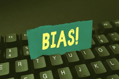 El yazısı işareti Bias. Yeni E- posta Başlıkları Kavramı, İnternet Fikirleri Taslağı Yazan bir kişi grubu için iş dünyası eğilimi veya önyargı