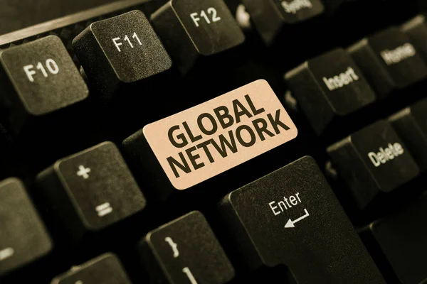 Podpis wyświetlający Global Network. Internet Concept Każdy system komunikacji, który obejmuje całą Ziemię Konwersja danych analogowych do mediów cyfrowych, Forum Wpisywanie Pomocne wskazówki — Zdjęcie stockowe