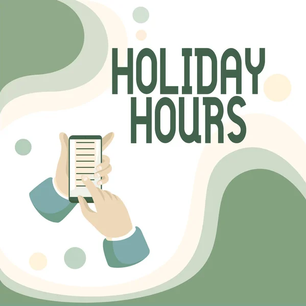 Концептуальный дисплей Holiday Hours. Бизнес-подход Сверхурочная работа для сотрудников с гибким графиком работы Абстрактное распространение сообщений онлайн, Глобальные концепции подключения — стоковое фото