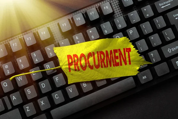 Text showing inspiration Procurment. Business showcase action of acquiring military equipment and supplies Editing And Retyping Report Spelling Errors, Typing Online Shop Inventory — Stock Photo, Image