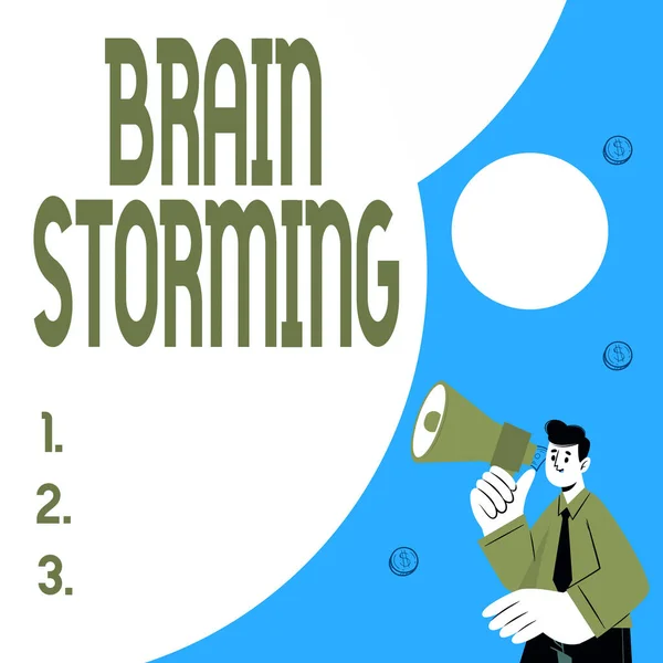 Πινακίδα που δείχνει Καταιγίδα Εγκεφάλου. Επιχειρηματική επισκόπηση Τόνωση της δημιουργικής σκέψης Ανάπτυξη νέων ιδεών Συζήτηση Περίληψη Εμφάνιση διαφορετικής μεθόδου δακτυλογράφησης, επεξεργασία δεδομένων πληκτρολογίου — Φωτογραφία Αρχείου
