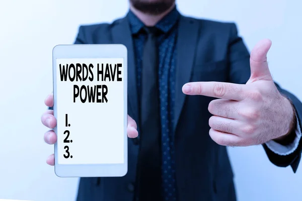 Escrevendo exibindo texto Words Have Power. Conceito significado como eles têm a capacidade de ajudar a curar a dor ou prejudicar alguém Apresentando Novas Ideias de Tecnologia Discutindo Melhoria Tecnológica — Fotografia de Stock