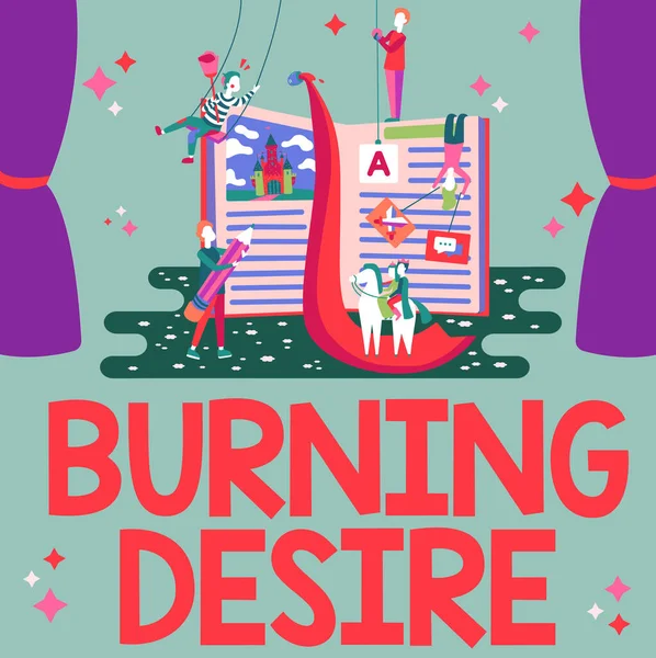 Χέρι γράφει σημάδι Burning Desire. Επιχειρηματική ιδέα Εξαιρετικά ενδιαφέρονται για κάτι ήθελε πάρα πολύ τον καθορισμό κώδικα προγράμματος, ενημέρωση λογισμικού εφαρμογών, εύρεση bug προγραμματισμού — Φωτογραφία Αρχείου