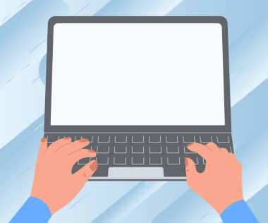 Yeni harika fikirler arayan ve dizüstü bilgisayarda çalışan meşgul bir elin tasviri. Eski İnanılmaz Haberleri Arayan Minibilgisayarı kullanarak Palm Draving Active.