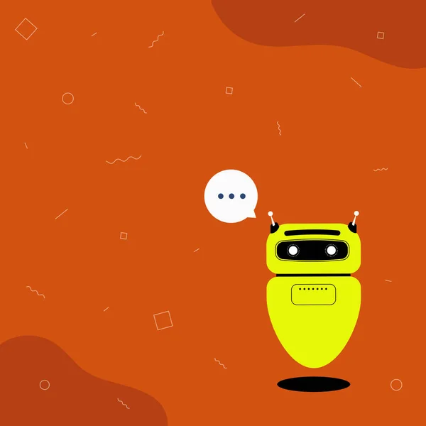 2018 년 2 월 1 일에 확인 함 . Illustration Of Cute floating Robot Telling Us New Wonderful Information In A Chat Cloud. 놀라운 조언을 하는 사랑 스러운 날아다니는 기계 인간 . — 스톡 벡터
