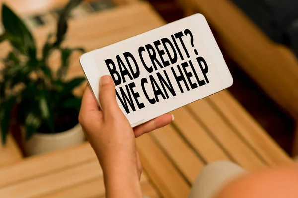 Text sign showing Bad Credit Question We Can Help. Business concept offering help after going for loan then rejected Voice And Video Calling Capabilities Connecting People Together