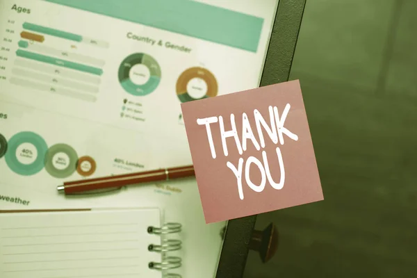 Inspiration showing sign Thank You. Business showcase a polite expression used when acknowledging a gift or service Thinking New Bright Ideas Renewing Creativity And Inspiration — Stock Photo, Image