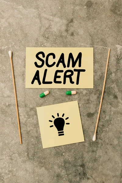 Scrivere testo Scam Alert. Internet Concept e-mail indesiderate che rivendica la prospettiva di un affare Scrittura prescrizione Medicina Laboratorio Test e analisi Ifections — Foto Stock