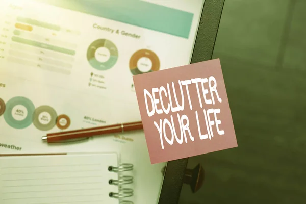 Titulek textu s názvem Declutter Your Life. Koncepce internetu Odstranit cizí věci nebo informace v životě Myšlení nových jasných nápadů Obnovení tvořivosti a inspirace — Stock fotografie