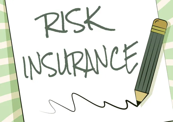 Conceptual display Risk Insurance. Word for The possibility of Loss Damage against the liability coverage Pencil Drawing On Top Of Sheet Of Paper Scribble Drawing Line.