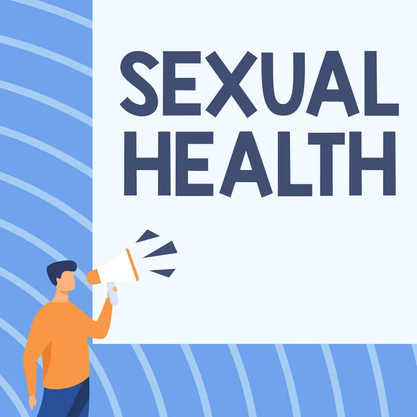 성적 지향은 성적 건강을 나타낸다. 성 관계에 있어서 적극적 이고 존경심있는 접근 방법을 알려 주는 단어들로는 메가폰 을 통하여 이야기하는 부시 맨 이 있다. — 스톡 사진